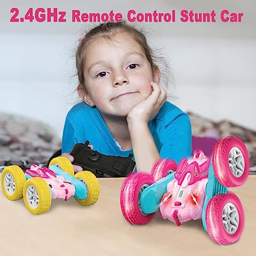 seveclotree Remote Control Car for Kids,360°Rotating Double Sided RC Cars,4WD 2.4Ghz Stunt Car Toys with Headlights,Birthday Gifts Toys for 6+ Year Old Boys and Girls…