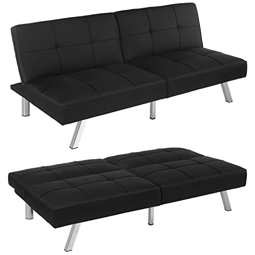 FDW Couch Convertible Sofa Beds for Living, Apartment, Dorm Room, Ideal for Small Spaces, Black