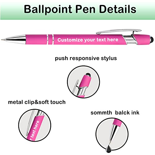 Personalized Ballpoint Pens Custom Pen with Name Text Free Engraved Black Ink Stylus Customized Retractable Bulk&Set Pens Multicolor for Graduation Business School Signature 1Pcs