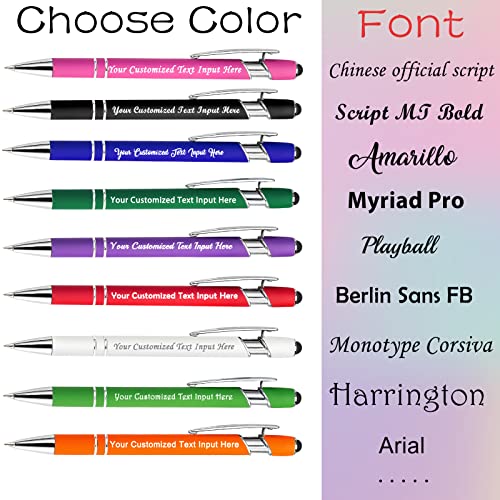 Personalized Ballpoint Pens Custom Pen with Name Text Free Engraved Black Ink Stylus Customized Retractable Bulk&Set Pens Multicolor for Graduation Business School Signature 1Pcs