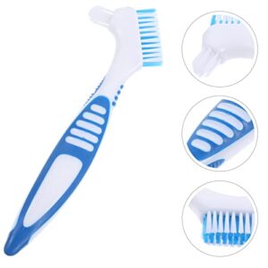 Ipetboom Mini Brush Denture Cleaning Brush Double Sided Denture Toothbrush Deep Clean Brush Small Cleaning Brush Detail Cleaning Scrub Brush False Teeth Cleaning Tool Blue Cleaning Brushes