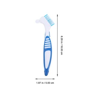 Ipetboom Mini Brush Denture Cleaning Brush Double Sided Denture Toothbrush Deep Clean Brush Small Cleaning Brush Detail Cleaning Scrub Brush False Teeth Cleaning Tool Blue Cleaning Brushes