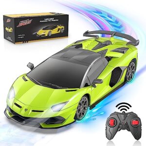 lamborghini remote control car 2.4ghz, aeroquest officially licensed 1:24 lambo svj electric sport racing hobby toy car for 3 4 5 6+ years old boys grils birthday gift, green