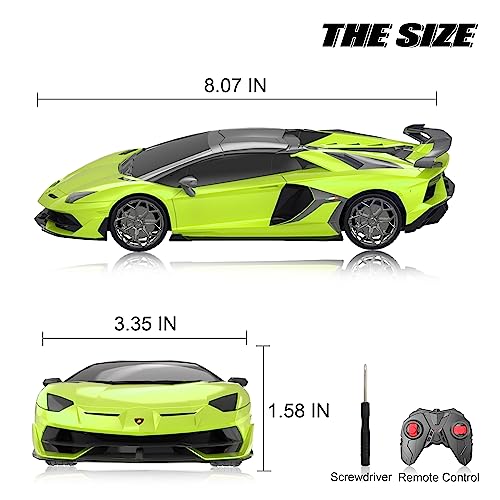 Lamborghini Remote Control Car 2.4Ghz, AEROQUEST Officially Licensed 1:24 Lambo SVJ Electric Sport Racing Hobby Toy Car for 3 4 5 6+ Years Old Boys Grils Birthday Gift, Green