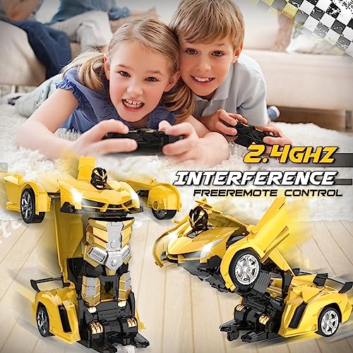 Britik Transform Remote Control Car - RC Cars, One-Button Transforming, 360° Rotation Drifting, 2.4Ghz 1:18 Scale, Gift Kids Aged 4-6 Year Old Boys/Girls