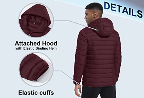 TACVASEN Hooded Down Jackets For Men Quilted Jackets Lightweight Jackets Skiing Jackets Windproof Jackets Water-Resistant Jackets Winter Coat