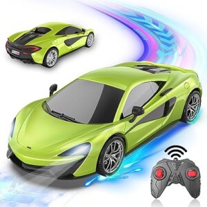 mclaren 570s remote control car, aeroquest 2.4ghz rc car official licensed 1/24 scale model racing hobby toy car with headlight for boys, girls, kids, teens and adults gifts, green