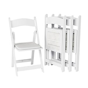 white resin stackable folding chair - comfortable white foldable chair - folding chairs with padded seats - indoor/outdoor folding chairs for events - lightweight foldable chairs (set of 4 pack)