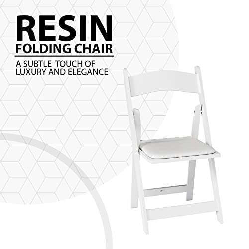 White Resin Stackable Folding Chair - Comfortable White Foldable Chair - Folding Chairs with Padded Seats - Indoor/Outdoor Folding Chairs for Events - Lightweight Foldable Chairs (Set of 4 Pack)