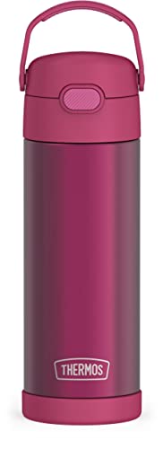 THERMOS FUNTAINER 16 Ounce Stainless Steel Vacuum Insulated Bottle with Wide Spout Lid, Rosewoood