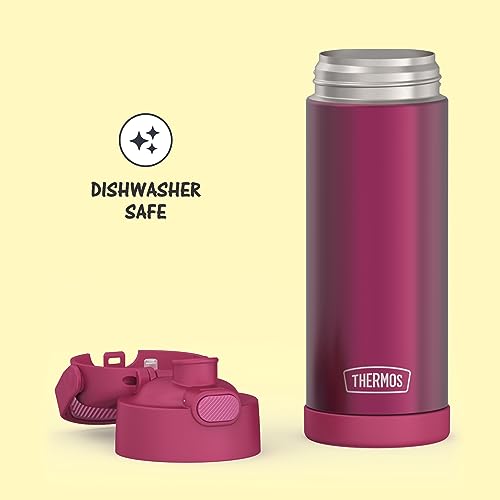 THERMOS FUNTAINER 16 Ounce Stainless Steel Vacuum Insulated Bottle with Wide Spout Lid, Rosewoood