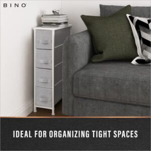 BINO 4-Drawer Narrow Fabric Dresser Storage Tower, Light Grey | Closet Organizer Unit | Bedroom Storage Organizer | Drawer & Dresser Furniture | Organizing Drawer for Nursery Hallway Entryway Room