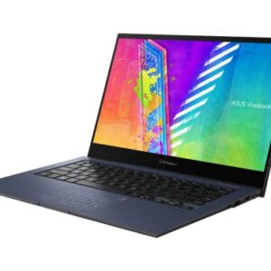 ASUS VivoBook Go 14 Flip 2-in-1 Touch Laptop - 2022 Model: Thin, Light, and Versatile with Intel Celeron Processor, 4GB RAM, 64GB eMMC, Intel HD Graphics, HD Webcam, Quiet Blue, Windows 11 S, and Bonus 128GB USB Card.