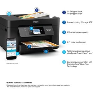 Epson Workforce Pro WF-3823 Wireless Color All-in-One Inkjet Printer, Black - Print Scan Copy Fax - 2.7" Touchscreen, 21 ppm, 4800 x 2400 dpi, Auto 2-Sided Printing, 35-Sheet ADF, 8.5 x 14, Ethernet