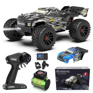 riaario 1:14 rtr brushless fast rc cars for adults, max 45mph rc monster trucks, hobby electric off-road jumping rc trucks with limited slip clutch, independent esc, 4wd remote control car for boys