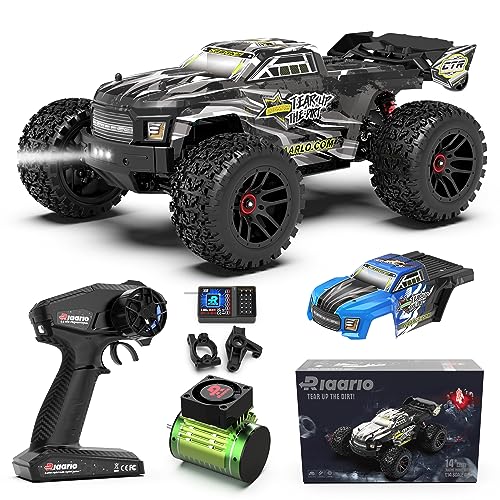 RIAARIO 1:14 RTR Brushless Fast RC Cars for Adults, Max 45MPH RC Monster Trucks, Hobby Electric Off-Road Jumping RC Trucks with Limited Slip Clutch, Independent ESC, 4WD Remote Control Car for Boys