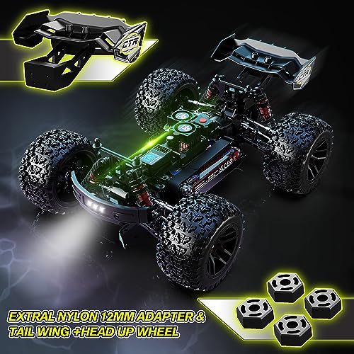 RIAARIO 1:14 RTR Brushless Fast RC Cars for Adults, Max 45MPH RC Monster Trucks, Hobby Electric Off-Road Jumping RC Trucks with Limited Slip Clutch, Independent ESC, 4WD Remote Control Car for Boys