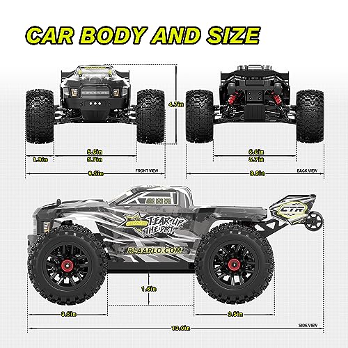 RIAARIO 1:14 RTR Brushless Fast RC Cars for Adults, Max 45MPH RC Monster Trucks, Hobby Electric Off-Road Jumping RC Trucks with Limited Slip Clutch, Independent ESC, 4WD Remote Control Car for Boys