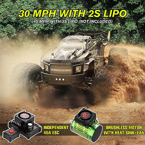 RIAARIO 1:14 RTR Brushless Fast RC Cars for Adults, Max 45MPH RC Monster Trucks, Hobby Electric Off-Road Jumping RC Trucks with Limited Slip Clutch, Independent ESC, 4WD Remote Control Car for Boys