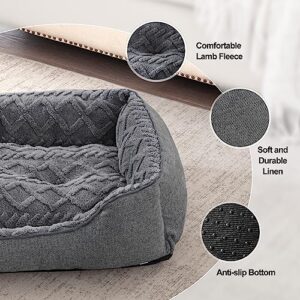 SHU UFANRO Small Dog Bed for Small Size Dogs, Washable Rectangle Durable Puppy Bed, Orthopedic Dog Sofa Bed, Soft Breathable Sleeping Pet Cuddler Beds for Indoor with Anti-Slip Bottom, Grey