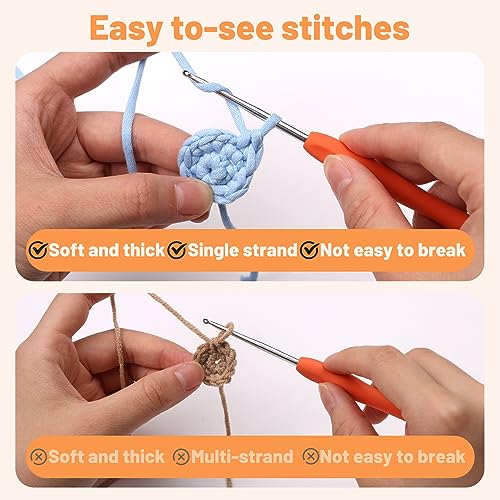 Yarn for Crocheting, Crochet Yarn, Easy Yarn, Beginners Yarn for Crocheting with Easy-to-See Stitches, Stitch Marker, and Elbow Needle Cotton Yarn for Crochet Light Grey(4x50g)