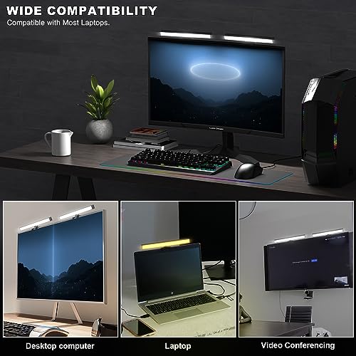 ALTSON 2-Pack Video Conference Lighting, Webcam Streaming Lights, LED Monitor Laptop Light for Zoom Meetings, Adjustable Brightness & Color Temperature, Monitor Light bar, Live Streaming