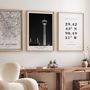 Dear Mapper San Antonio United States View Abstract Road Modern Map Art Minimalist Painting Black and White Canvas Line Art Print Poster Art Line Paintings Home Decor (Set of 3 Unframed) (12x16inch)