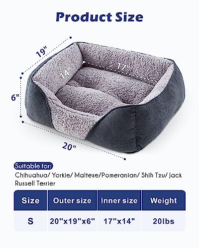 AIPERRO Dog Beds for Small Dogs, Dog Bed Small Size Dog Washable, Orthopedic Dog Bed Indoor, Sofa Bed Soft Sleeping Puppy Dog Beds Breathable Cuddler Pet Bed with Anti-Slip Bottom 20 * 19In