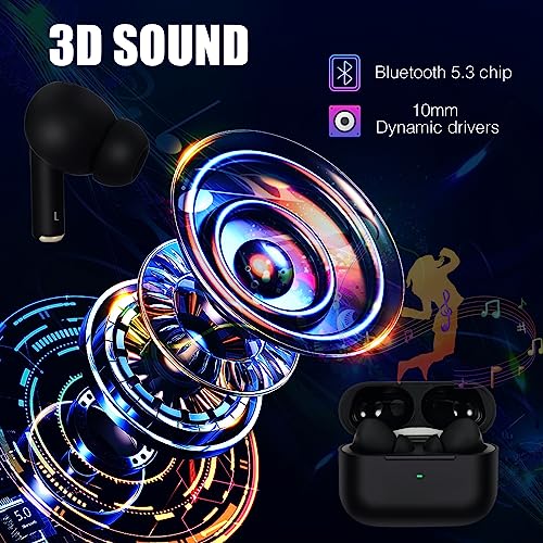 beiwin Wireless Earbuds, 5.3 Bluetooth Stereo Earbuds with Built-in Microphone, Smart Touch Control Wireless Headphones for iPhone/Samsung/iOS/Android