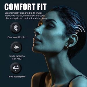 beiwin Wireless Earbuds, 5.3 Bluetooth Stereo Earbuds with Built-in Microphone, Smart Touch Control Wireless Headphones for iPhone/Samsung/iOS/Android