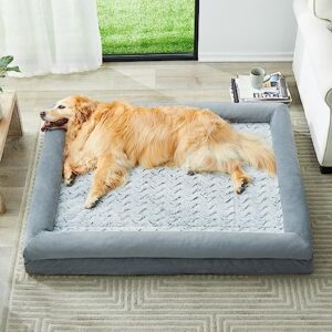 wnpethome orthopedic dog beds for large dogs, medium waterproof dog couch with removable washable cover & anti-slip bottom, xl dog crate bed with sides