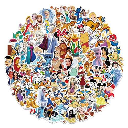 Mixed Cartoon Stickers,Cute Princess Stickers 100 Pcs Vinyl Cute Cartoon Character Stickers Trendy Sticker for Laptop Computer Phone Water Bottle Guitar, Waterproof Animation Decal Gifts for Kids Teen Adults