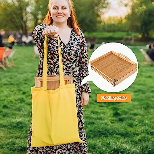 LIVSMON Foldable Bed Tray, Bamboo Breakfast Tray with Folding Legs, Serving Tray for Bed TV Table Desk Laptop Computer Snack Tray