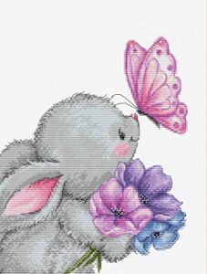 luca-s cross stitch kit - rabbit and butterfly, counted cross stitch kit, embroidery needlecraft kit