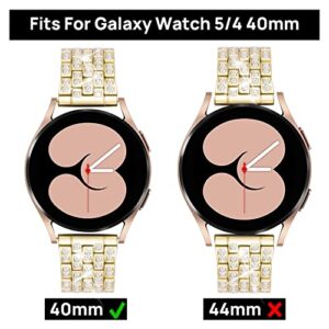 PIIMIJY PIMIIJY Band Case Compatible for Samsung Galaxy Watch 5 & 4 40mm, 20mm Women Replacement Band & 2 Pack Soft PC Protective Bumper Face Cover for Galaxy Watch 5/4(40mm/Gold)