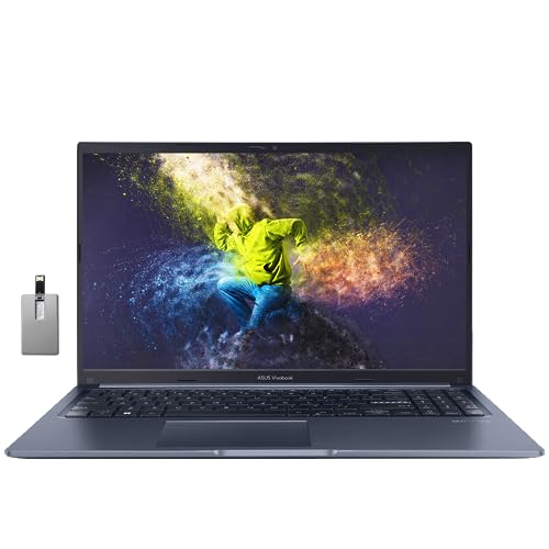 ASUS 2022 VivoBook 15 15.6" FHD Laptop, Intel Core i5-1240P, 16GB RAM, 1TB PCIe SSD, Intel Iris Xe Graphics, Backlit Keyboard, Fingerprint Reader, Wi-Fi 6, Win 11, Blue, 32GB Snowbell USB Card