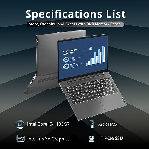 Lenovo 2022 IdeaPad 5i 15.6" FHD IPS Touchscreen Laptop, Intel 11th Gen i5-1135G7, 8GB RAM, 1TB PCIe SSD, Intel Iris Xe Graphics, Backlit Keyboard, HD Webcam, Grey, Win 11, 32GB Snowbell USB Card