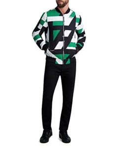 karl lagerfeld paris men's color block jacket, green, x-large