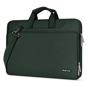 mosiso 360 protective laptop shoulder bag compatible with 17-17.3 inch dell xps/hp pavilion/ideapad/acer/alienware/hp omen,matching color sleeve with belt, emerald green