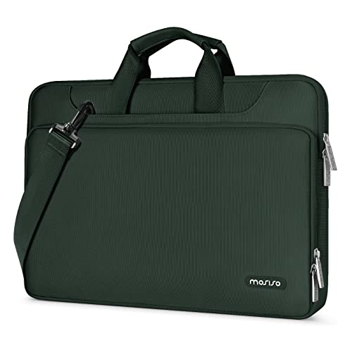 MOSISO 360 Protective Laptop Shoulder Bag Compatible with 17-17.3 inch Dell XPS/HP Pavilion/Ideapad/Acer/Alienware/HP Omen,Matching Color Sleeve with Belt, Emerald Green