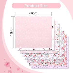 UPSYTIO 8PCS Cotton Fabric Bundles - 18 × 22 Inches Floral Printed Fat Quarters Quilting Sheets for Sewing Crafts Patchwork and DIY Projects(Pink)