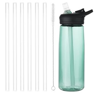 6pcs replacement straws for camelbak eddy + water bottle, with a cleaning brush reusable straws straight only compatible with camelbak eddy accessories (20/25/32oz)