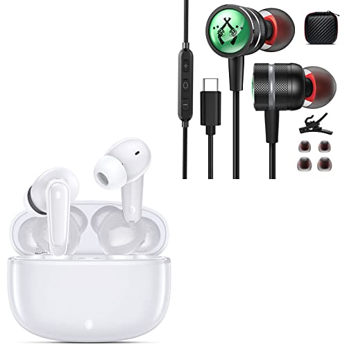 AKUBSKU Wireless Earbuds & USB C Headphones for Google Pixel 7 Pro 6 6A Noise Cancelling Ear Buds for Samsung Galaxy S23 Ultra S22 OnePlus 11 10T