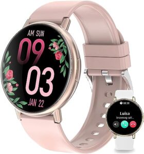 efolen smart watch for women(answer/make calls) compatible with ios/android, 1.39'' hd touch screen activity tracker with 100 sports modes step calories heart rate blood pressure ip67 waterproof