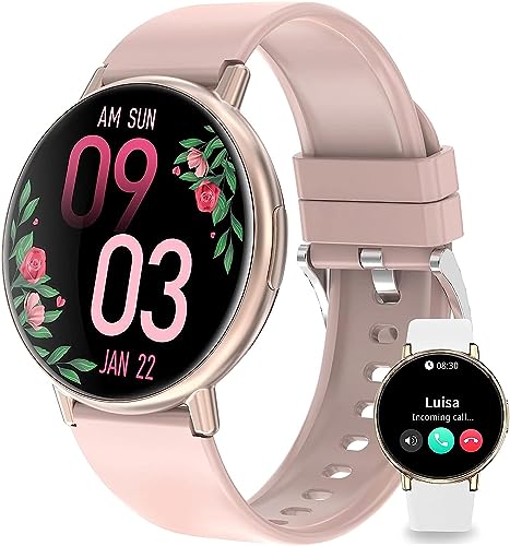 Efolen Smart Watch for Women(Answer/Make Calls) Compatible with iOS/Android, 1.39'' HD Touch Screen Activity Tracker with 100 Sports Modes Step Calories Heart Rate Blood Pressure IP67 Waterproof