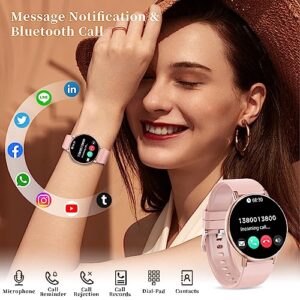 Efolen Smart Watch for Women(Answer/Make Calls) Compatible with iOS/Android, 1.39'' HD Touch Screen Activity Tracker with 100 Sports Modes Step Calories Heart Rate Blood Pressure IP67 Waterproof