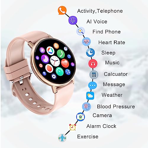 Efolen Smart Watch for Women(Answer/Make Calls) Compatible with iOS/Android, 1.39'' HD Touch Screen Activity Tracker with 100 Sports Modes Step Calories Heart Rate Blood Pressure IP67 Waterproof