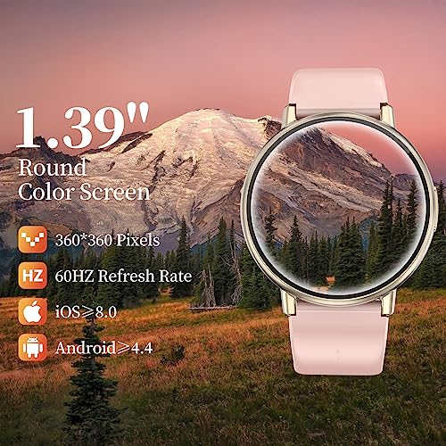 Efolen Smart Watch for Women(Answer/Make Calls) Compatible with iOS/Android, 1.39'' HD Touch Screen Activity Tracker with 100 Sports Modes Step Calories Heart Rate Blood Pressure IP67 Waterproof