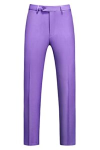mens pants slim fit solid color skinny trousers classic dress business wedding suit pants us size 32 lavender