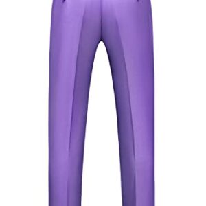 Mens Pants Slim Fit Solid Color Skinny Trousers Classic Dress Business Wedding Suit Pants US Size 32 Lavender